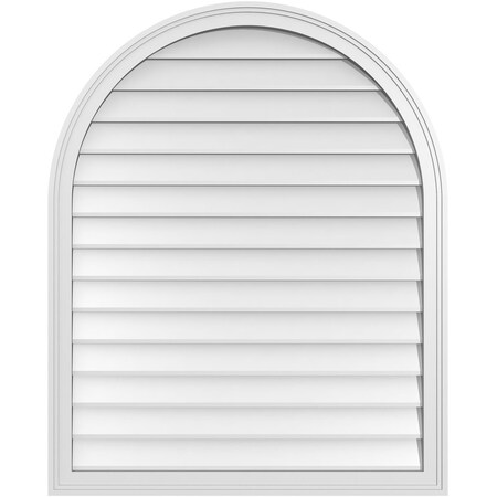Ekena Millwork Round Top Surface Mount PVC Gable Vent w/ 2"W x 1-1/2"P Brickmould Frame, 34"W x 42"H GVPRT34X4202SN